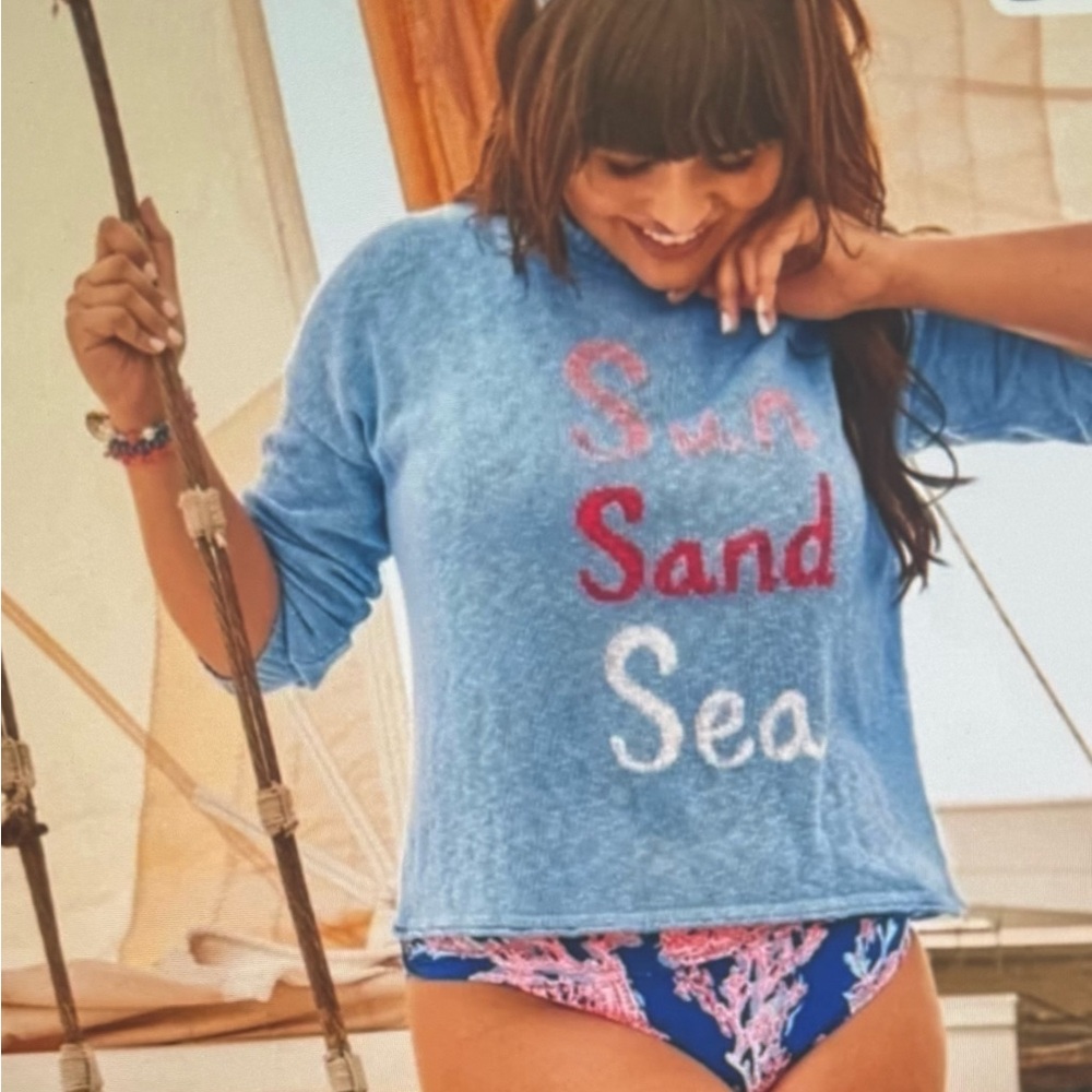 Lilly Pulitzer, NWT, blue peri 'Sand Sea' Beach Sweater, sz Medium